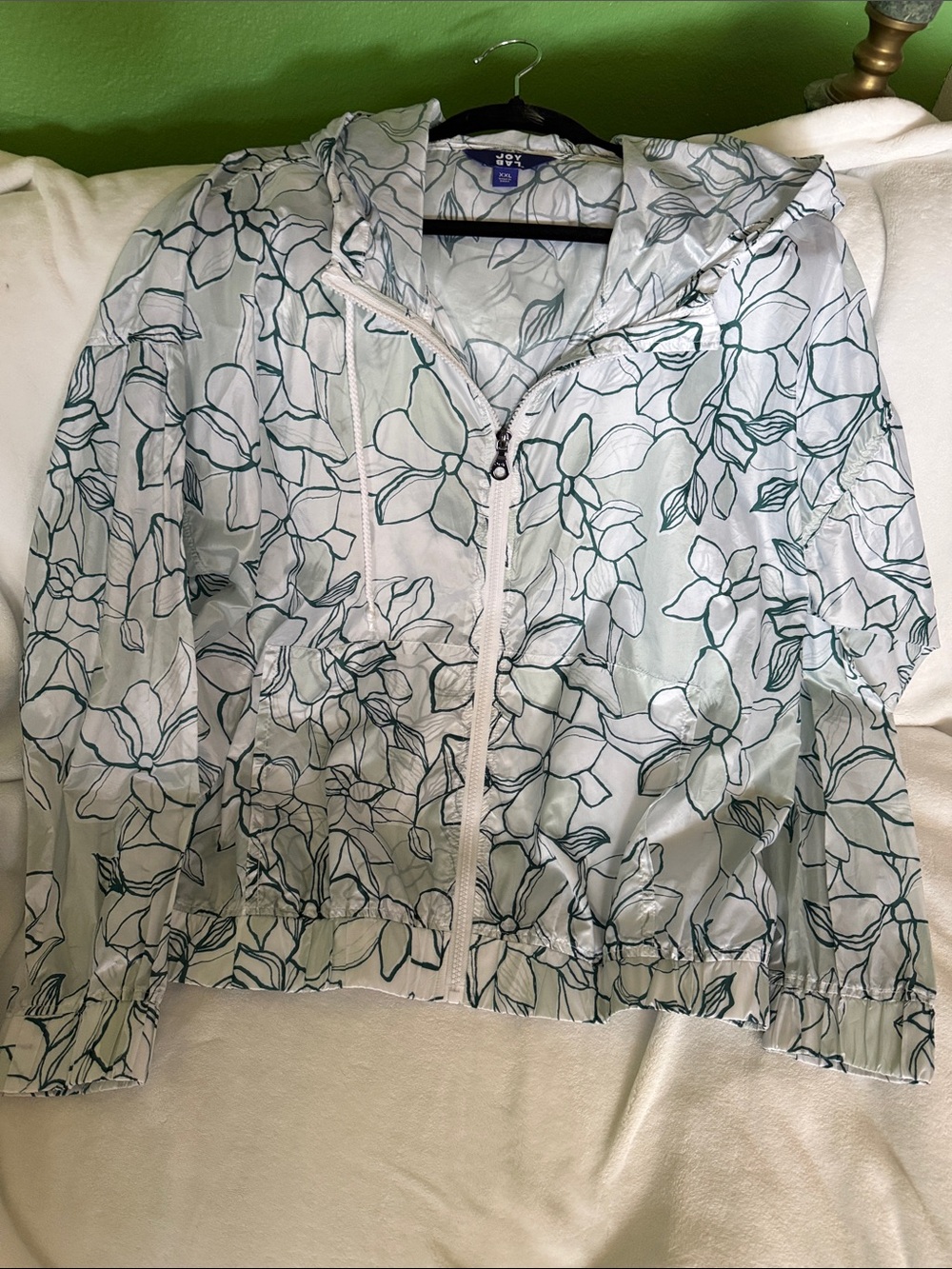 JoyLab White Jacket with Teal Floral Outline